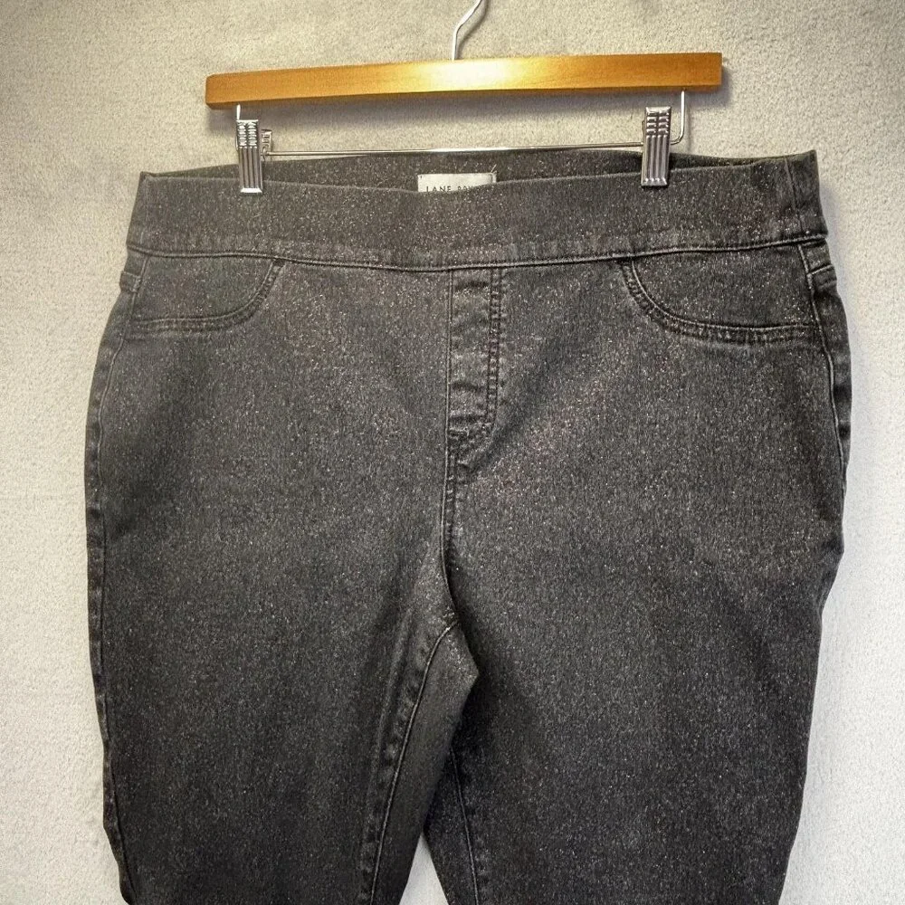 Lane Bryant High Rise Pull On Glitter Jegging‎ Pants Womens 18 Black Signature